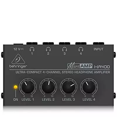 Behringer MICROAMP HA400 Ultra-Compact 4 Channel Stereo Headphone Amplifier • £32.99