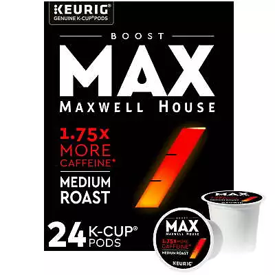 MAX Boost By Maxwell House M Roast 1.75X Caffeine K-Cup Coffee Pods 24 Ct Box • $11.84