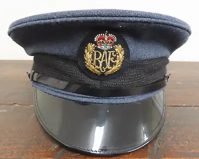 Vintage Raf Airman Peaked Cap Chin Strap Label Size 55 British Royal Air Force • £21.95