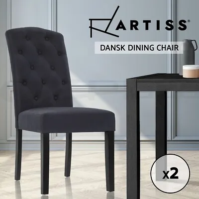 $189.95 • Buy Artiss Dining Chairs French Provincial Kitchen Chair Fabric Leather Wood X2