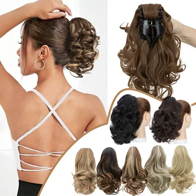 Short Claw Ponytail Piece Clip In On Pony Tail Hair Extensions Real As Human US • $10.97