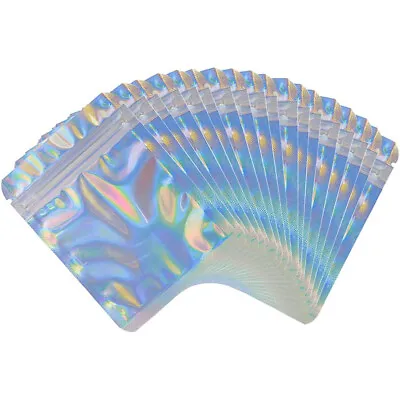 (100) Holographic Mylar Ziplock Pouches Bags Resealable Smell Proof Packing Bags • $12.34