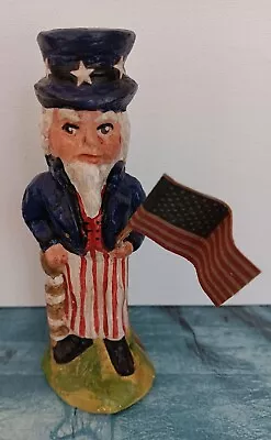 American Folk Art 5 1/4  Chalkware Uncle Sam From Vintage Pewter Chocolate Mold • $50