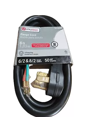 Utilitech 6ft Range Cord 6/2 And 8/2 Gauge 50 Amp 4 Prong Plug 0118694 • $17