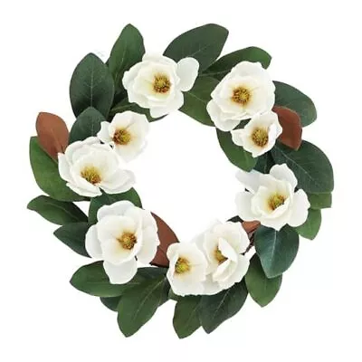 All Seasons Wreath For Front Door W/Silk Cream Magnolia 20-22 Inch Year White • $34.14