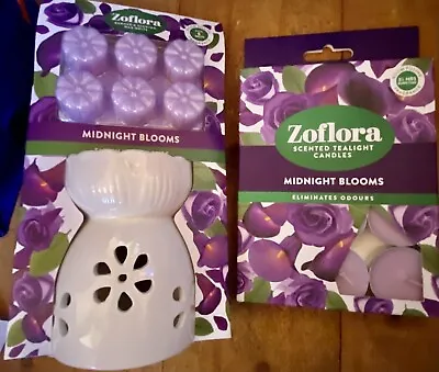 Zoflora Midnight Blooms Wax Burner With Wax Melts & Tealight Scented Candles • £10.99