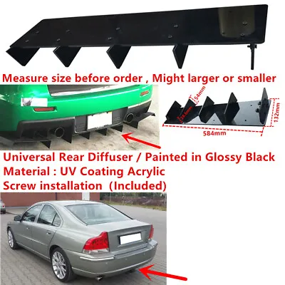 23x5  Fit For Volvo S60 2002-2009 Rear Underbody Diffuser Shark Fin Air Splitter • $40.32