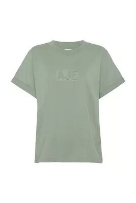 Special! Aje Women's Stone T-Shirt S/Sleeve Relaxed Fit Embossed Logo Tee Tops • $59.99