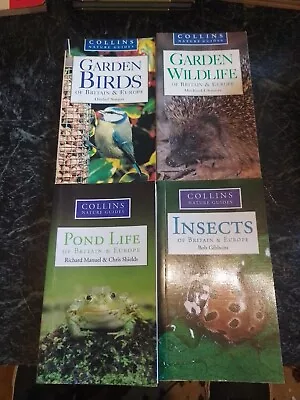 Collins Nature Guides X 4 Books Insects Garden Birds & Wildlife And Pond Life • £10