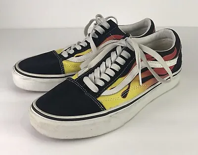 Vans Off The Wall Womens Size 9 Mens Size 7.5 Black/Flame Low Top Shoes • $16