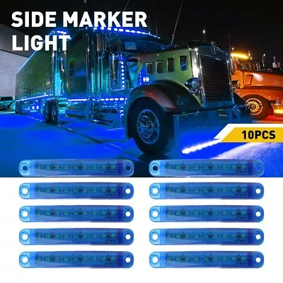 10pc Blue LED Sealed Side Marker Clearance Light 12V Car Truck Trailer Lorry ANE • $10.44