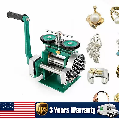 Manual Jewelry Press Rolling Mill Machine Wire Flat Metal Sheet Roller Tool 85mm • $145.35