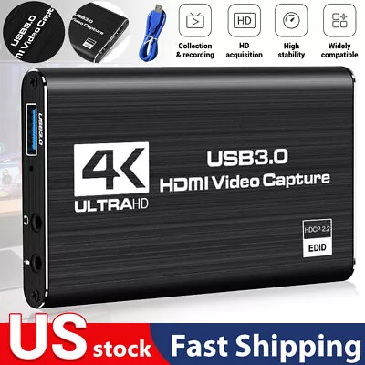 4K Audio Video Capture CardUSB3.0 HDMI Game Capture Device Switch For Streaming • $18.79