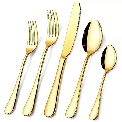 Gold Silverware Set 40-Piece Food Grade Stainless Steel Gold Flatware Set Kit... • $47.87
