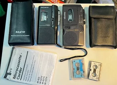 Voice Recorder Sanyo Talk Book + Sony + Tapes  Micro Cassette -Dictaphone Bundle • £15