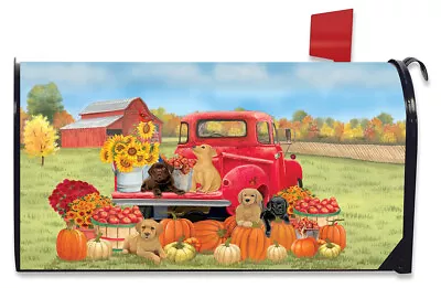  Red Truck With Puppies & Pumpkins Magnetic Mailbox Wrap Cover Standard Size • $19.31