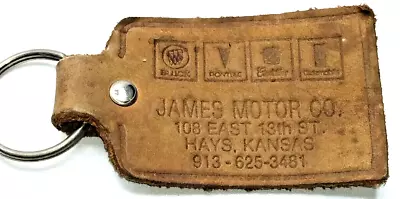 Vintage Keychain James Motor Company HAYS KANSAS Leather Buick Pontiac K-80 • $9.86