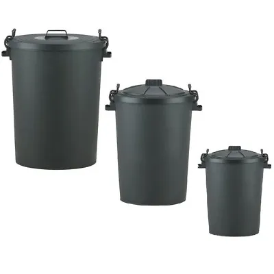 £16.95 • Buy 50L 85L 110L Litre Plastic Black Bin Garden Rubbish Waste Dustbin OUT DOOR FEED 
