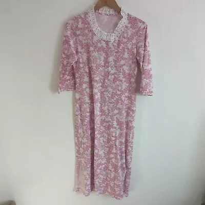 David Nieper Size XS Pink Floral Midi Night Dress Half Sleeve  • £19.99