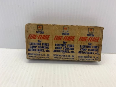 $23.99 • Buy Rare Vintage 3 Block Tavern Fire Flare Socony Vacuum Oil Co Fires Camping Auto