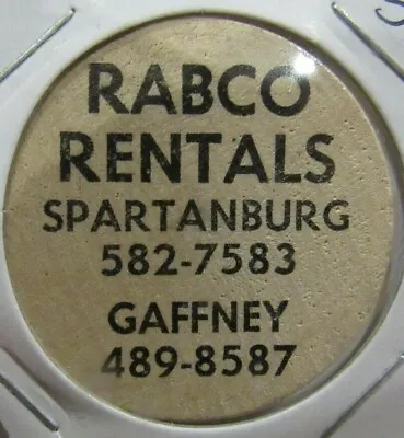 Rabco Rentals Spartanburg & Gaffney SC Wooden Nickel - Token South Carolina • $5.99