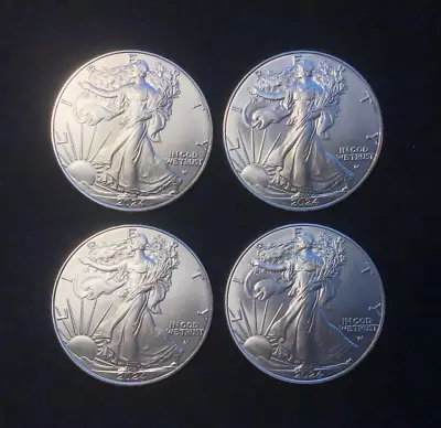 4x 2024 1oz American Silver Eagle Bullion Coins *MINT* BU (GENUINE) • £88.51