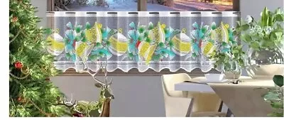 Seasonal Christmas Decoration Coloured Cafe Net Curtain Bells -sold By Metres • £5.95