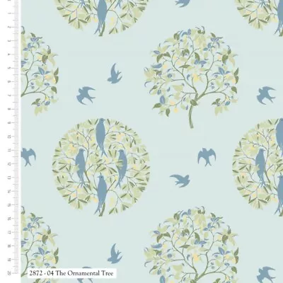 100% Cotton Fabric Voysey The Ornamental Tree Of Life Flying Birds Leaves • £7.25