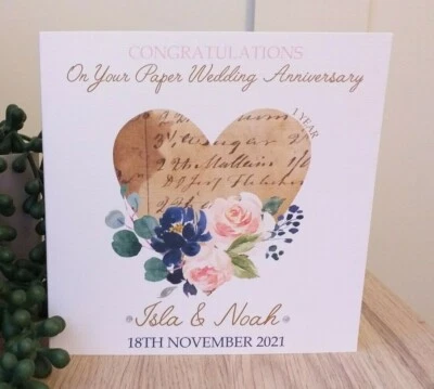 £4 • Buy Personalised 1st Paper Wedding Anniversary Card