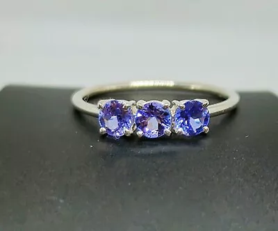 Fine Quality 925 FineSilver Natural Tanzanite Gems & Diamond Valentine Gift Ring • £105