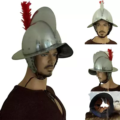 Medieval Larp Spanish Morion Helmet With Plume Kettle Helmet Gift Item • $95