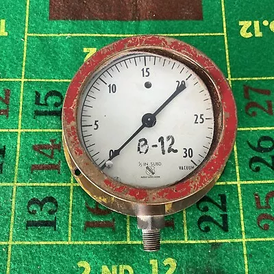 VINTAGE ASHCROFT Automotive VACUUM GAUGE 0-30 PSI HOT ROD GASSER RAT Steampunk • $20