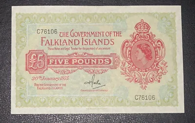 1975 GEF January £5 Falkland Islands - C76106 - P-9b • £179.99