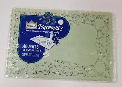 7 Green Paper Lace Placemats Vintage Roylcraft 14 1/2 X 9 3/4 • $5