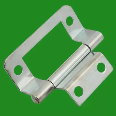 6x 50mm Silver BZP Semi Concealed Double Cranked Flush Cabinet Hinge Door • £9.98