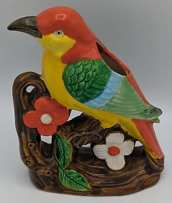 Vintage  Floral Japanese Vase Parrot  Made In Japan (Ucagco ?) • $10