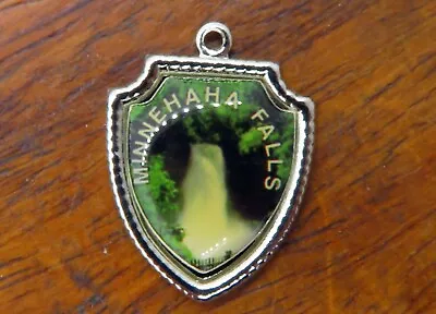 Vintage Silver MINNEHAHA FALLS MINNEAPOLIS MINNESOTA TRAVEL SHIELD Charm 23-12 • $16.95