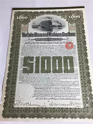 Lake Shore And Michigan Southern Railway Company Bond Certificate  1903 • $19.95