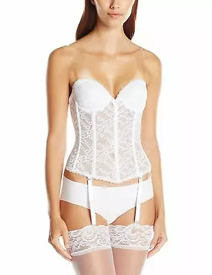 $34.50 • Buy Va Bien WHITE Lace Low Back Bustier With Garters, US 38D
