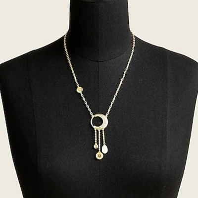 $32 • Buy J. Crew - Long Charm Crescent Moon Gold Pearl Gold Bohemian Necklace