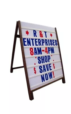 Wood A-Frame 24 X36  Double Sided Sidewalk Sign W/Letter Track Panels & Letters  • $179.95