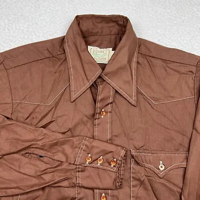 H Bar C Ranchwear Shirt Men 15 X 32 Permanent Press Western Long Sleeve Brown • $18.28