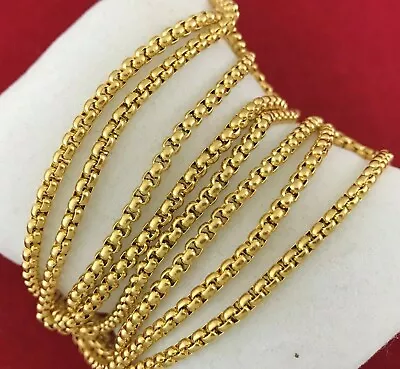 14k Gold Filled Round Rolo Box Link Chain Necklace Anklet Bracelet 3mm • $17.99