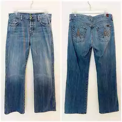 7 For All Mankind MEN'S A Pocket Straight Leg Jeans Size 34 Button Fly • $24.99