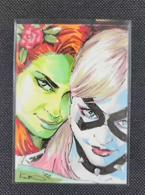 2022 DC Batman Artist Sketch Card Signed Alex Kotkin 1/1 Poison Ivy Harley Quinn • $339.67