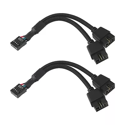 2pcs Motherboard USB 9Pin Multiplier Splitter Cable 1 Female To 2 Male Computer • £9.46