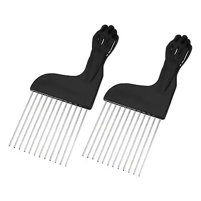 2 Pcs Metal Hair Pick Afro Comb Hairdressing Styling Tool Black 6.50 X2.68  • $8.92