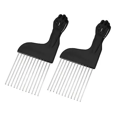 Metal Hair Pick Afro Comb Hairdressing Styling Tool Black 6.50 X2.68  2 Pcs • $10.70