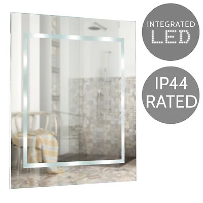 Modern Battery Operated Illuminated LED Bathroom Wall Mirror Cool White Light • £40.99