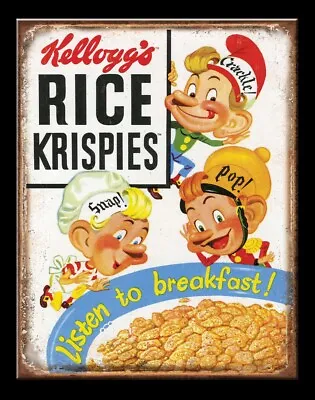 Kellogg's Rice Krispies Breakfast Cereal Retro Kitchen Wall Decor Metal Sign USA • £21.19